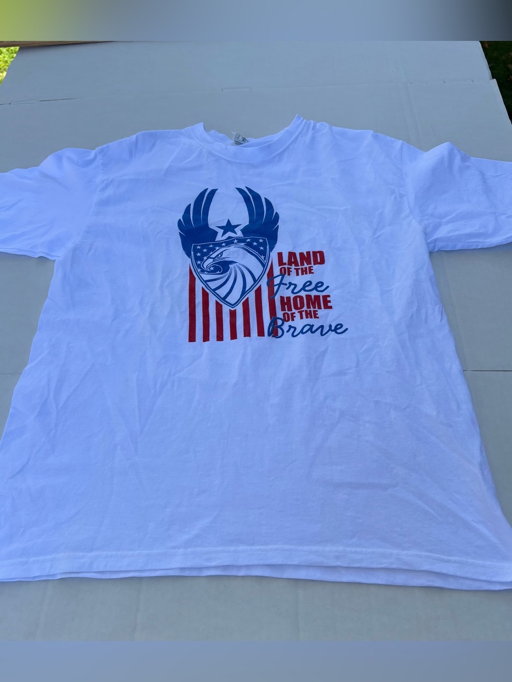 Yazbek 100% Cotton T-Shirt Land of The Free Home of The Brave Unisex Size Large